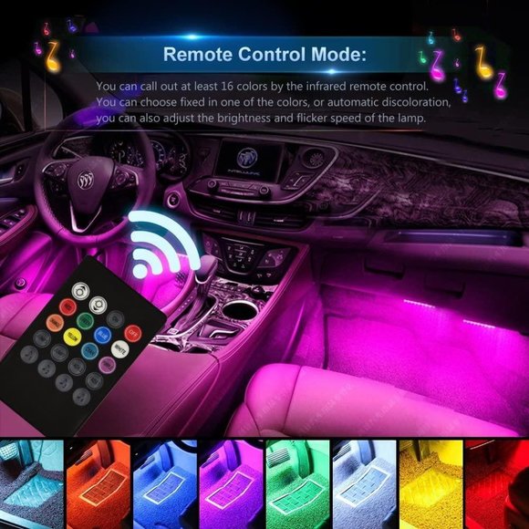 RGB Car LED Light Strips Sound Activated Remote - Picture 4 of 11